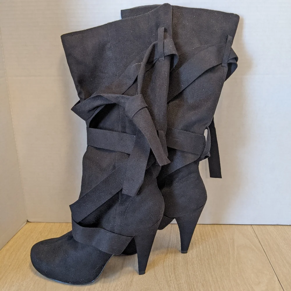 Spring Gift Faux Suede Wrap Tie Boots 8 - Picture 2 of 9